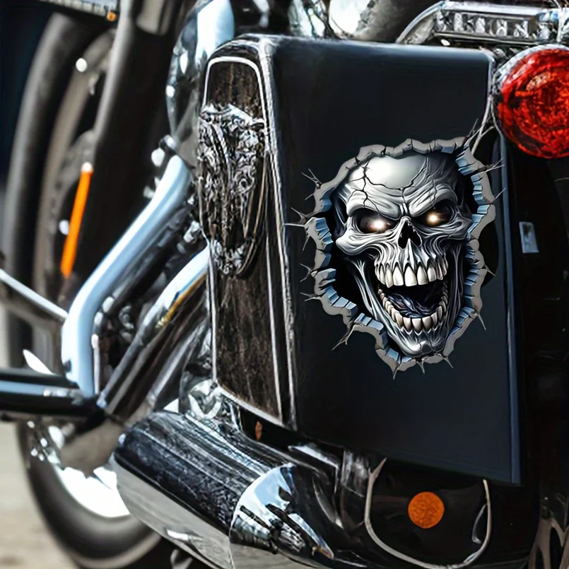 2D Flat Sticker Realistic Skull Wall Sticker Waterproof Car Sticker, Make Your Car The Most Beautiful Boy on The Road