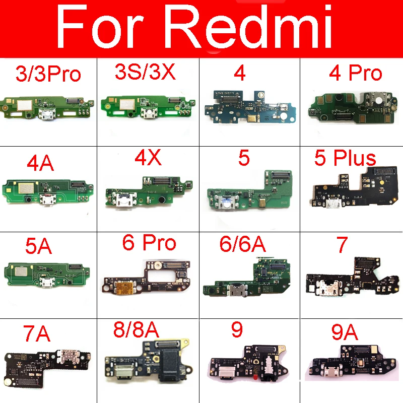 Charging USB Jack Port Board For Xiaomi Redmi 9 9A 8 8A 7 7A 6 6A 5 5 Plus 4A 4X 3S 3X 3Pro USB Charger Dock Board Repair Parts