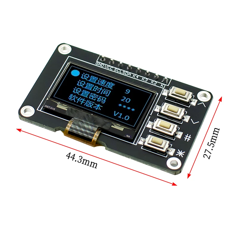 Tela OLED de 0,96 polegadas branco/azul 12864 módulo de tela com matriz 4 interfaces teclas teclado IIC SSD1315