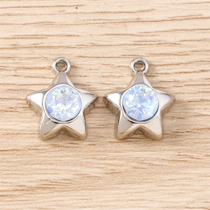 5 Stück 13x15mm Niedliche Bunte Kristall-Sternanhänger für Schmuckherstellung DIY Ohrringe Halsketten Armbänder Zubehör – Detail 8