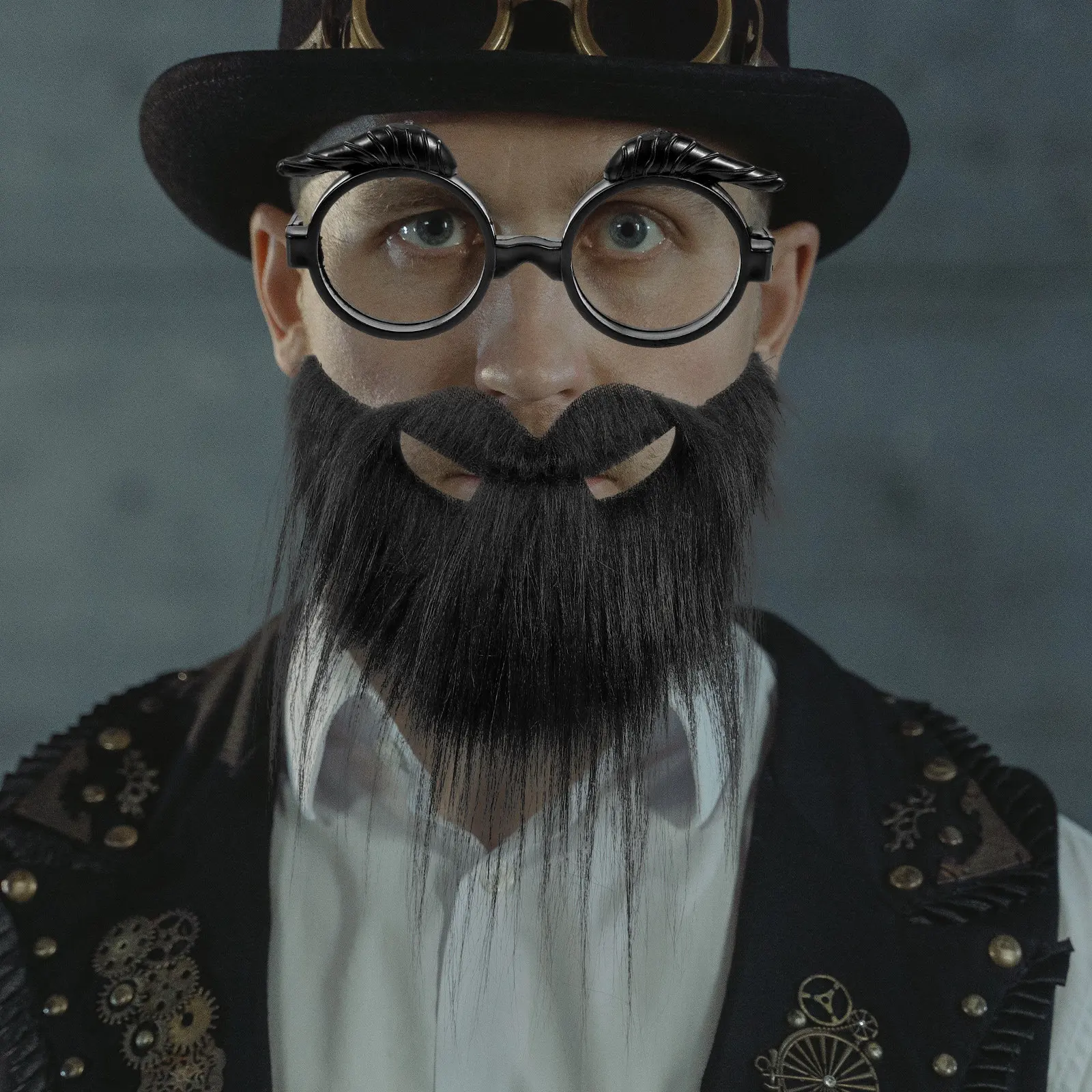 2Sets Beard Glasses Set for Old Man Costume Fake Mustache Props Lightweight Role Play Party Accessory Fun Gag Gift for Adults