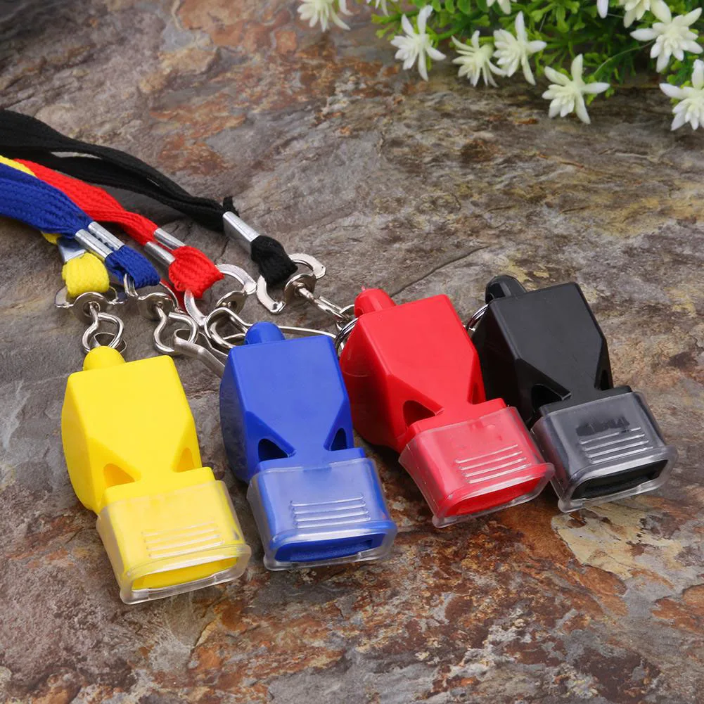 Portable Sport Whistle Loud Sound Crisp Whistle Plastic Multifunction w/Rope Football Soccer Rugby Cheerleading Referee Whistle