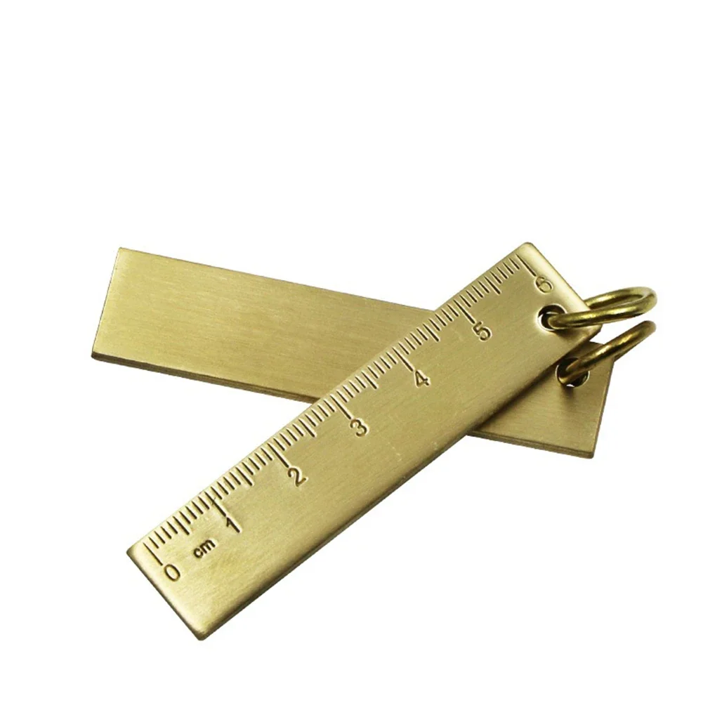 

Small 6cm Copper Ruler Brass Measuring Tool with Key Pendant 3mm Thickened Design Unique Non Electroplated Oxidized Finish