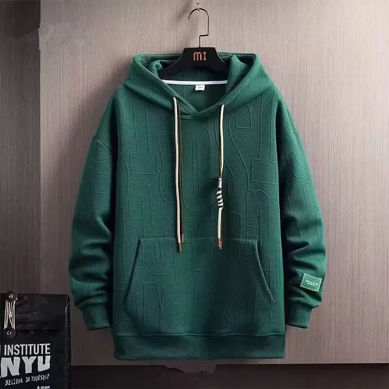 سترة بغطاء للرأس مبطنة بالصوف الأخضر سميكة كبيرة الحجم بأكمام طويلة سترة نسائية للخريف والشتاء ملابس غير رسمية على الطراز الكوري