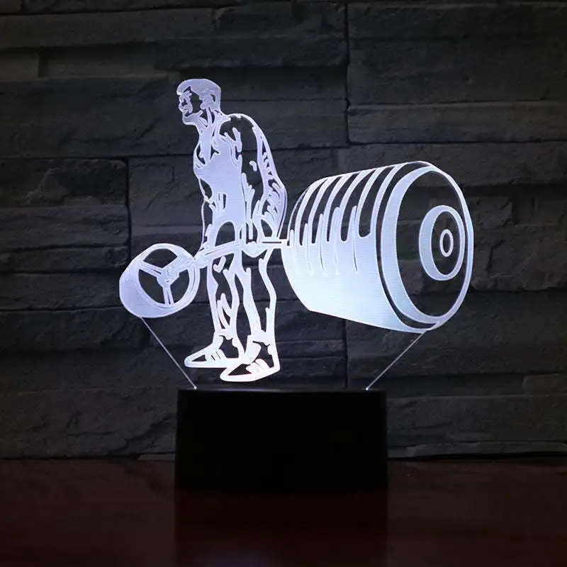 Imagem -03 - Lift Pesos Led Night Light Multicolor Gradiente Lâmpada 3d Luz Ambiente para Mesa Decoração do Quarto Presente para Amigos 3d