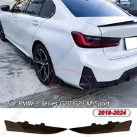 Rear Bumper Splitter Side Spoiler Canards Apron Cover Sticker Gloss Black For BMW 3 Series G20 G28 325 330 M-Sport 2019-2024