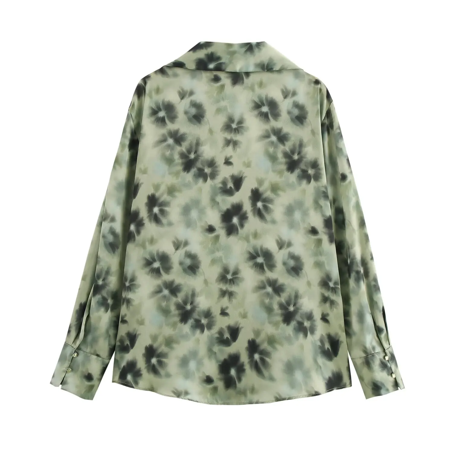 PB&ZA Camicia da donna a maniche lunghe con colletto e bottoni sul davanti Design e motivo tie-dye per un look trendy ed elegante