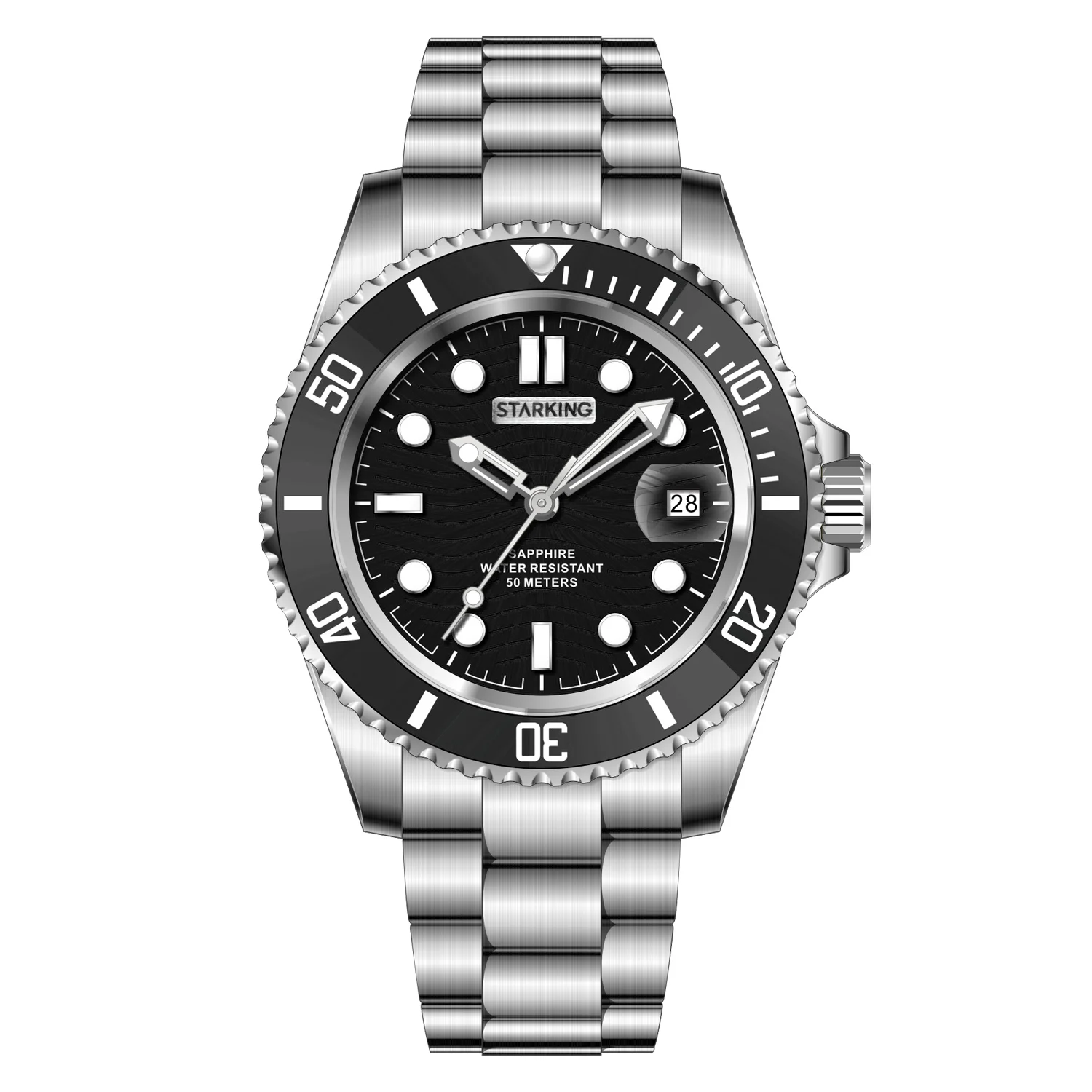 

STARKING Business Casual Wristwatch 8215 Wear-resistant Watch Sapphire 50M Waterproof Automatic Men's Watch with Date Display