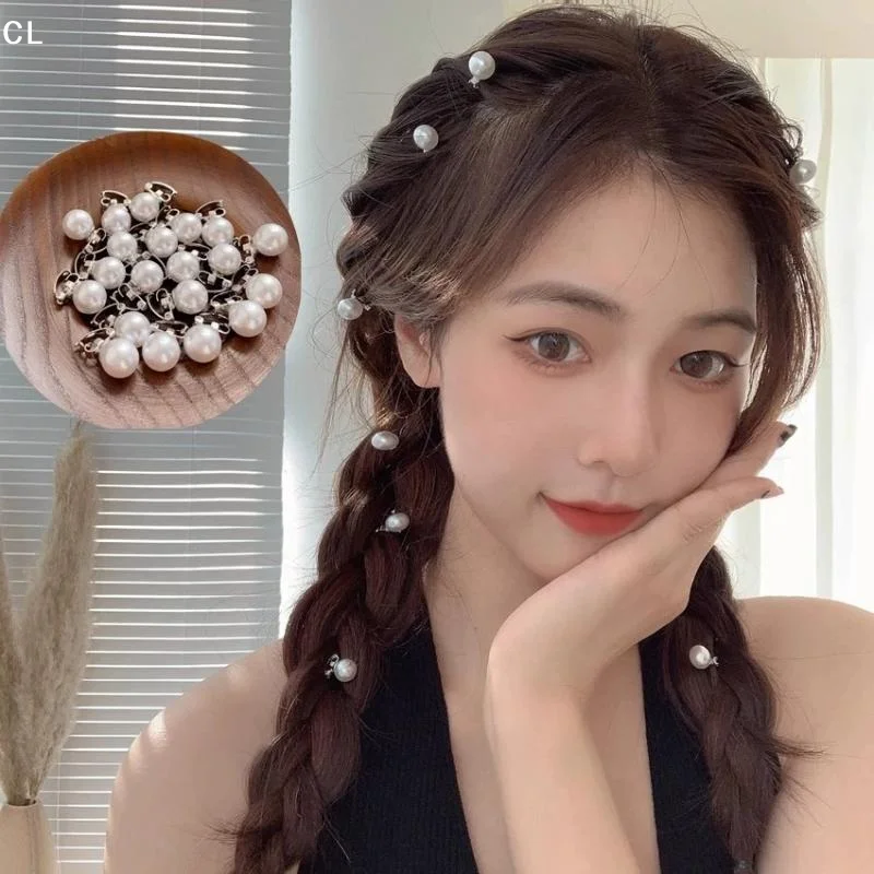 10pcs/Set French Round Imitation Pearl Hair Pins Mini Hair Clip Bridal Wedding Hair Accessories For Girls Women Party Decoratio