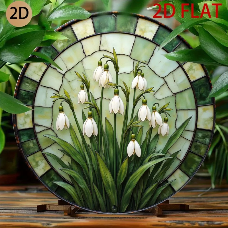 CIFbuy Vintage Schneeglöckchen-Blumen-Wandkunst aus Metall, wasserdicht, langlebig, rostfrei, Metallschild für Wohnzimmer, Bar, Heimdekoration