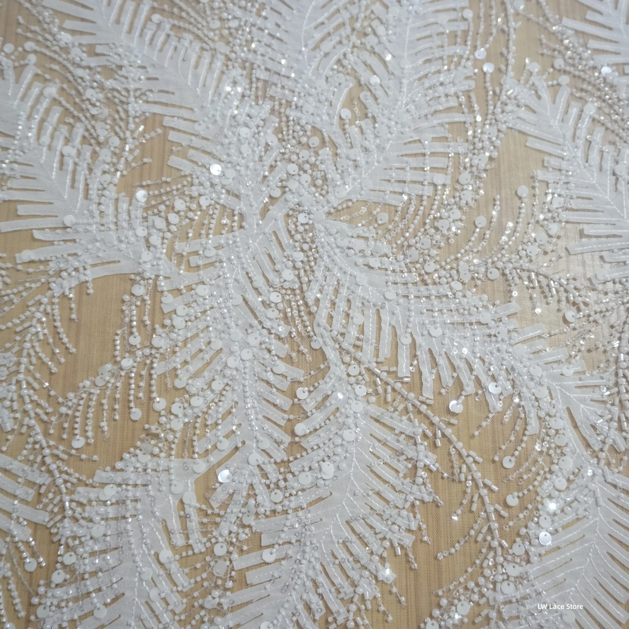 

Новый дизайн 130 см Широкий изысканный Свадебный кружево Белый большой тяжелый Бисероплетение Кружева Тюль Вышивка Нигерия бисер кружево для свадьбы