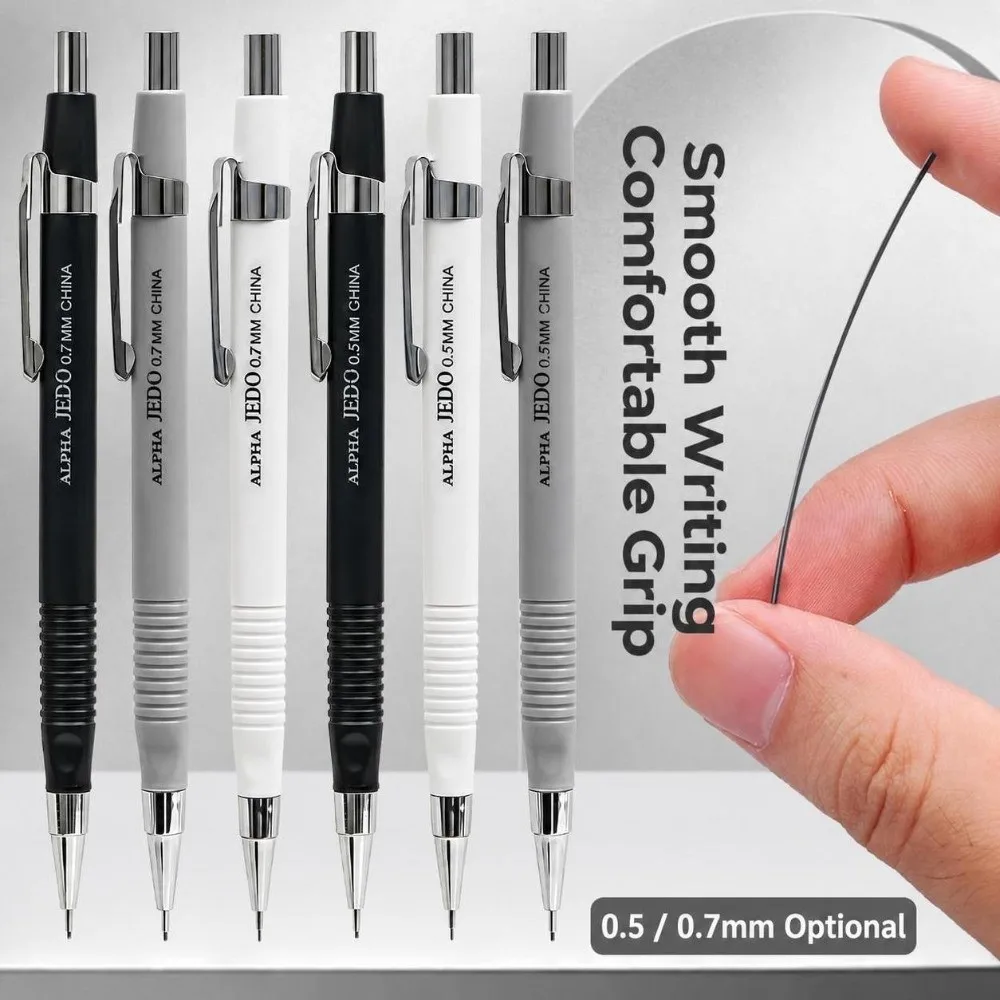 Triangular Grip Mechanical Pencil Set 0.5/0.7mm HB Automatic Pencils with Lead Refills & Erasers Propelling Pencil Kit