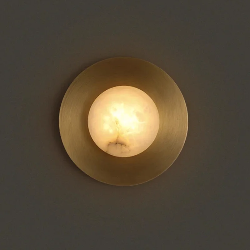 Nordic Luxury Alabaster Wall Light Antique Bronze Brass Wall Sconce LED Wall Lamp Hotel Villa Bedroom Decorative Wall Lighting