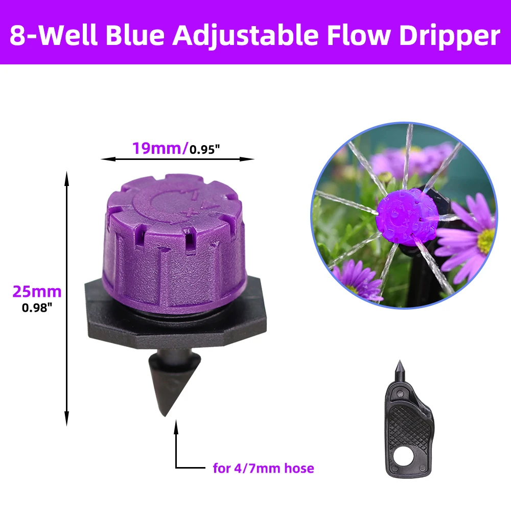 MUCIAKIE Purple 8-Hole Adjustable Flow Dropper 1/4 