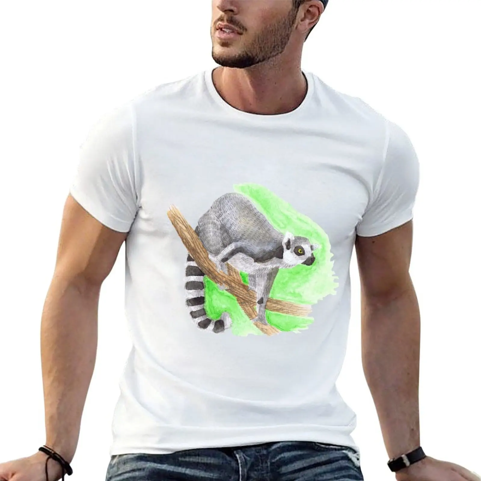 

ring-tailed lemur T-Shirt funny shirt cotton customs anime t shirts customizeds men clothing