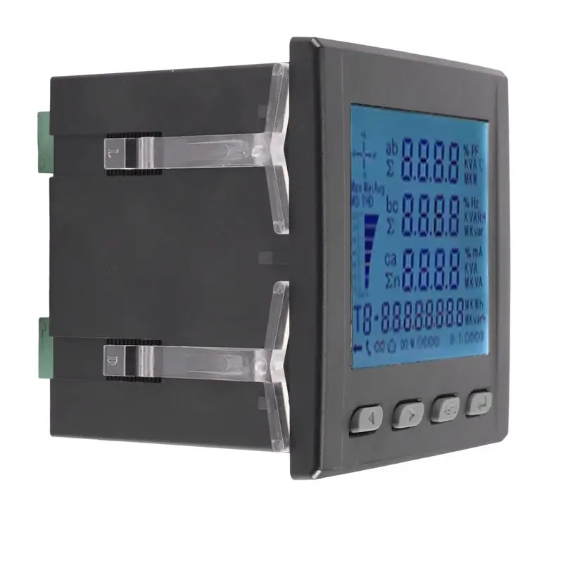 BMBY-Multifunction 3 Phase Power Meter Short Case Ampere Voltage Kwh Watt Var Power Factor Frequency LCD Display