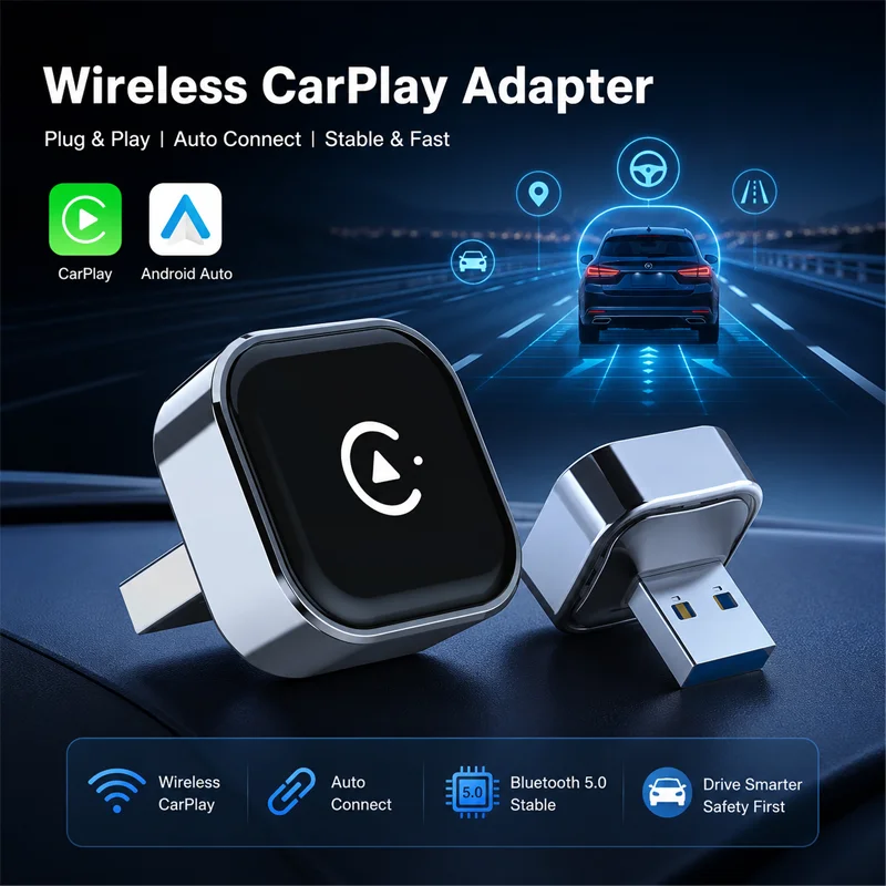 Auto Carplay AI Smart Box 2 in 1 Bluetooth Wireless Mini Adapter Android Ios for VW Audi Benz Intelligent Car Tools