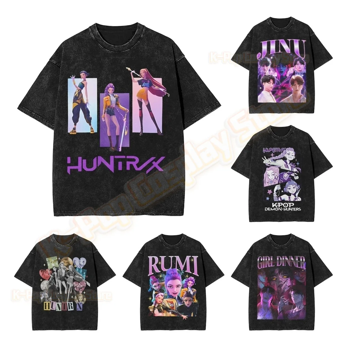 

KPop Demon Hunters Huntrix tiger Merch Washed Oversized T Shirts Men Women Streetwear Hip Hop T-Shirts Summer Tees Short Sleeve