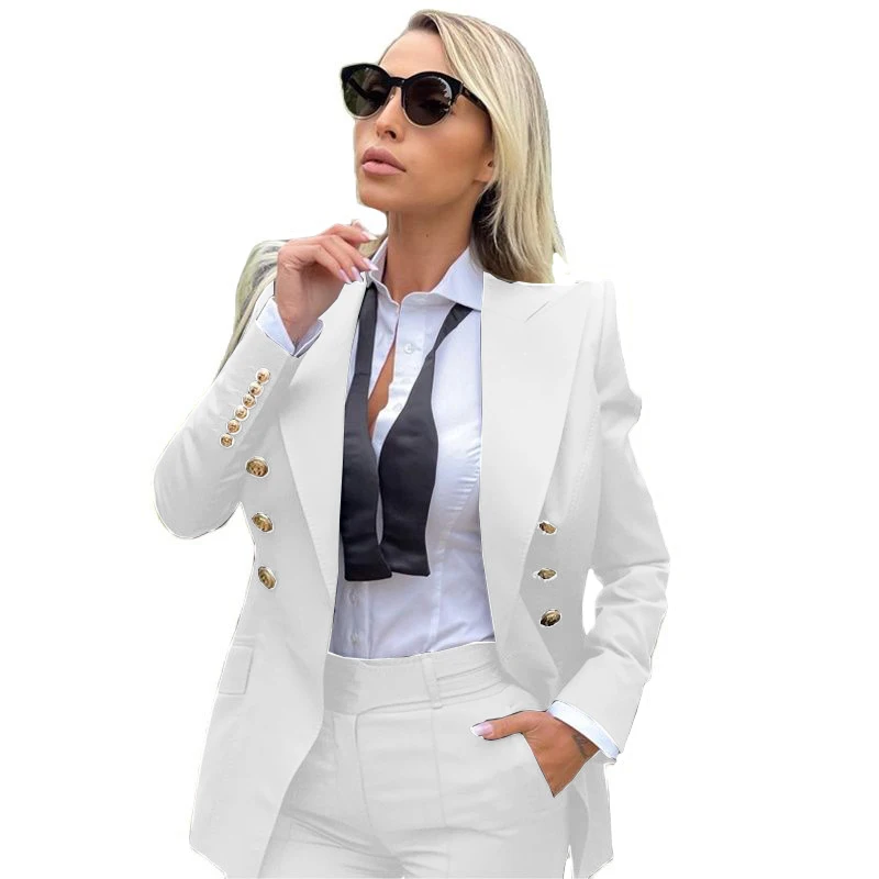 Vrouwen Pak 2 Stuk Zwart Punt Revers Jas Party Smoking Lady Broek Pak Blazer Broek Vrouwelijke Outfit 정장세트여성