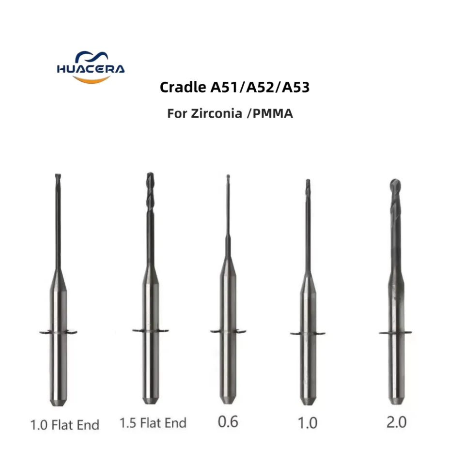 

Dental Materials Milling Burs Cradle A51 A52 A53 for Zirconia PMMA Grinding Drills D3 * 40L Diamond DC NC Denstist Tools