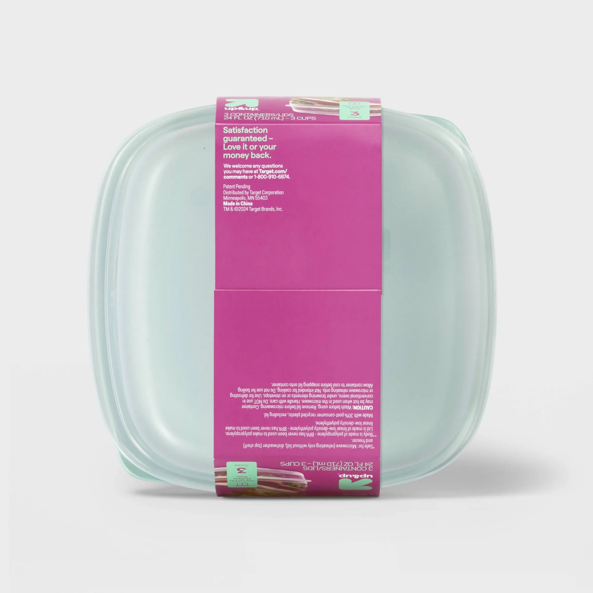 3ct Square Food Storage Containers With Snap Lids, Clear Reusable Meal Prep Boxes For Kitchen Organization