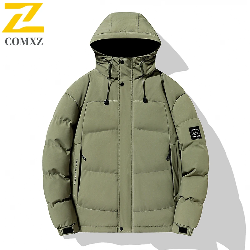 جديد 2025 سترة رجالية عصرية متعددة الاستخدامات سميكة مخملية للحماية من البرد دفء بقلنسوة ملابس شتوية غير رسمية معطف قطني