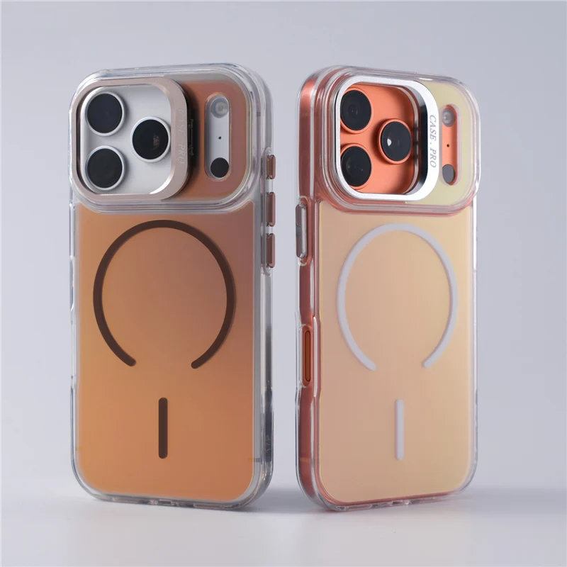 

Gradient Color Laser Camera Lens Bracket Matte Magsafe Case For iPhone 17Pro max 17 16 15 17Pro Shockproof Magnetic Back Cover