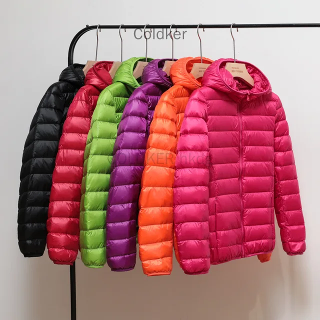 Kurtka puchowa damska kurtka jesienna zimowa dla dziewczynek ciepła pikowana Parka damska i lekka damska ultralekka bluza z kapturem Plus Size