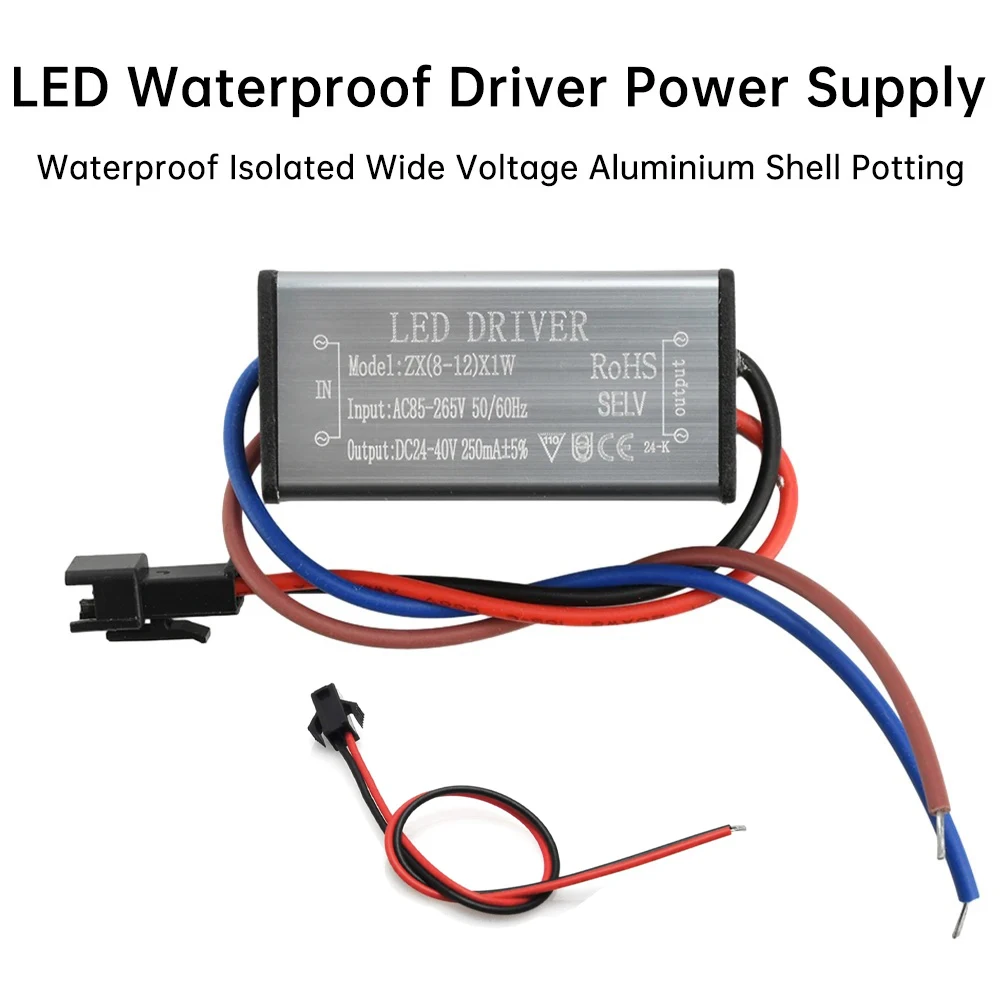 

AC85-265V 1-24W IP68 Водонепроницаемый светодиодный драйвер Алюминиевый инкапсулированный источник питания для наружных осветительных приборов Универсальное напряжение