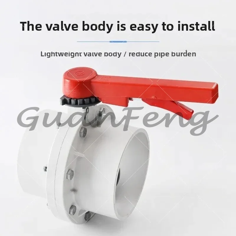 DN200 PVC One Piece Butterfly Valve Socket Connection Plastic Disc Valve for Agricultural Irrigation