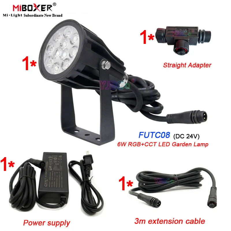 Miboxer Outdoor Lighting DC 24V Power Supply Straight Adapter   IP66 Waterproof FUTC08 DC24V 6W RGB+CCT LED Garden Lamp