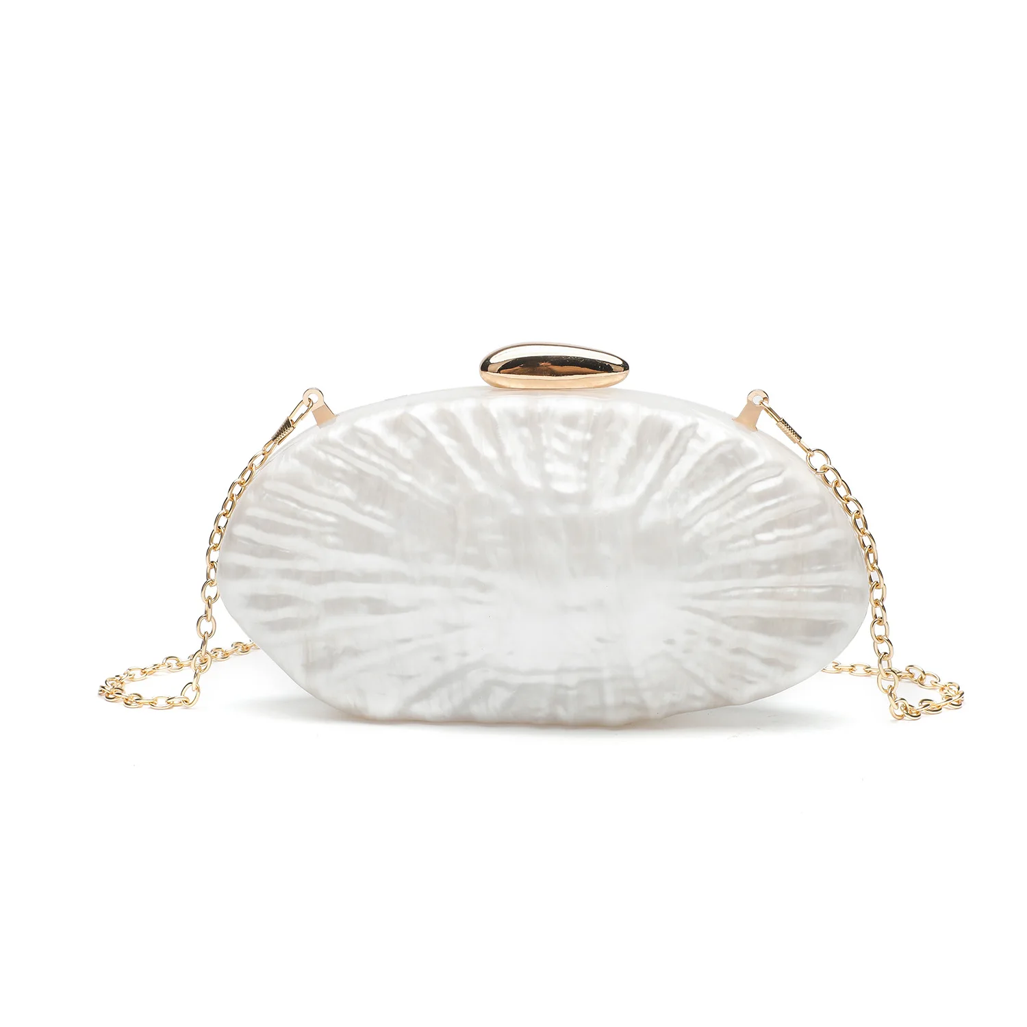 

Sparkling Acrylic Shell Clutch Bag with Chain Women's Rhinestone Evening Purse for Wedding Party Prom Elegant Handheld Shoulder