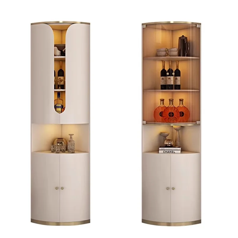 cx light luxury solid wood corner cabinet modern simplicity, exquisite solid wood glass tall foot, corner cabinet