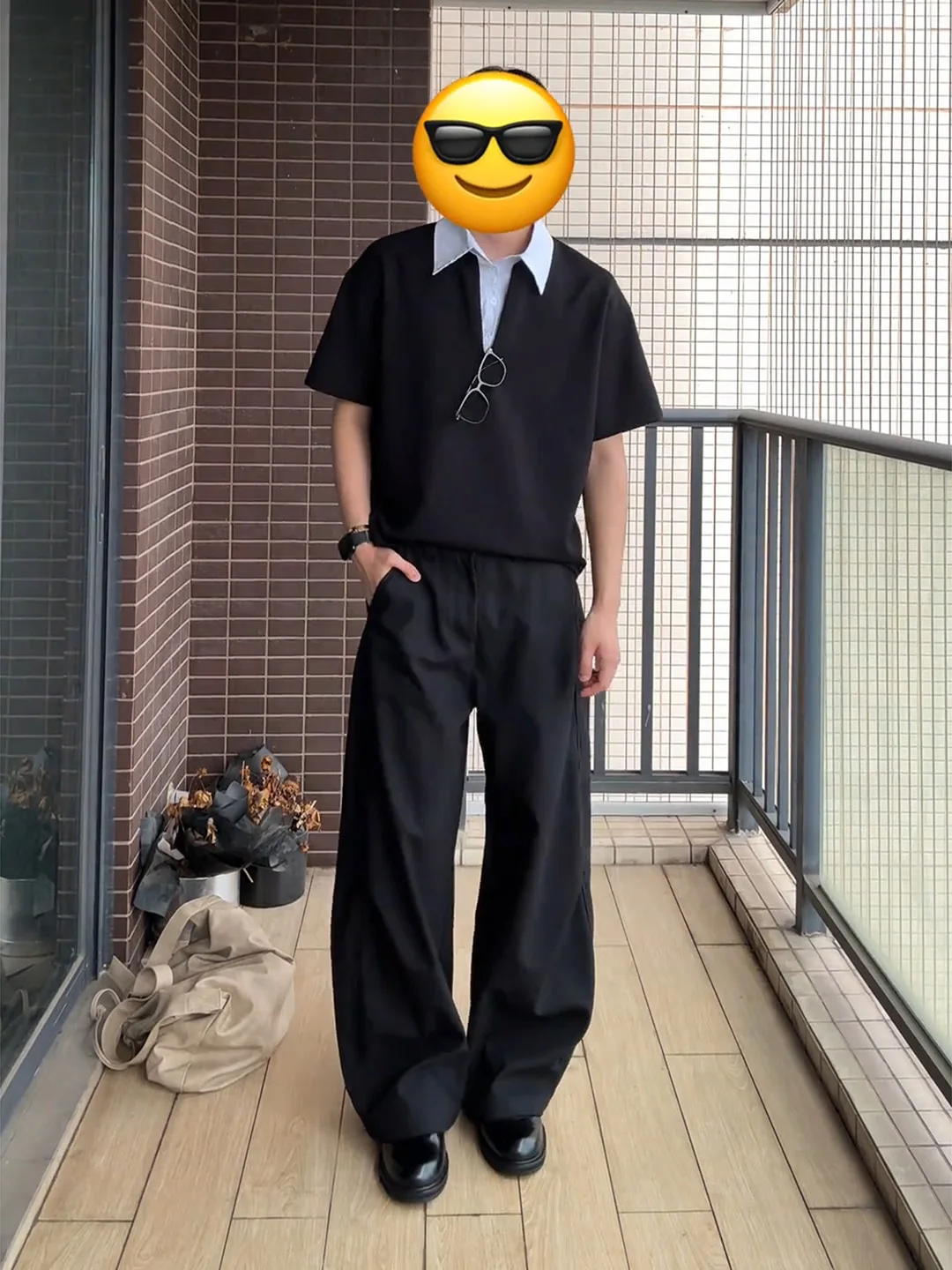 

Summer Fashion Set Fake Two-Piece V-Neck Short-Sleeve Shirt Collar T-Shirt CleanFit Knife- Pants for Teenage Males