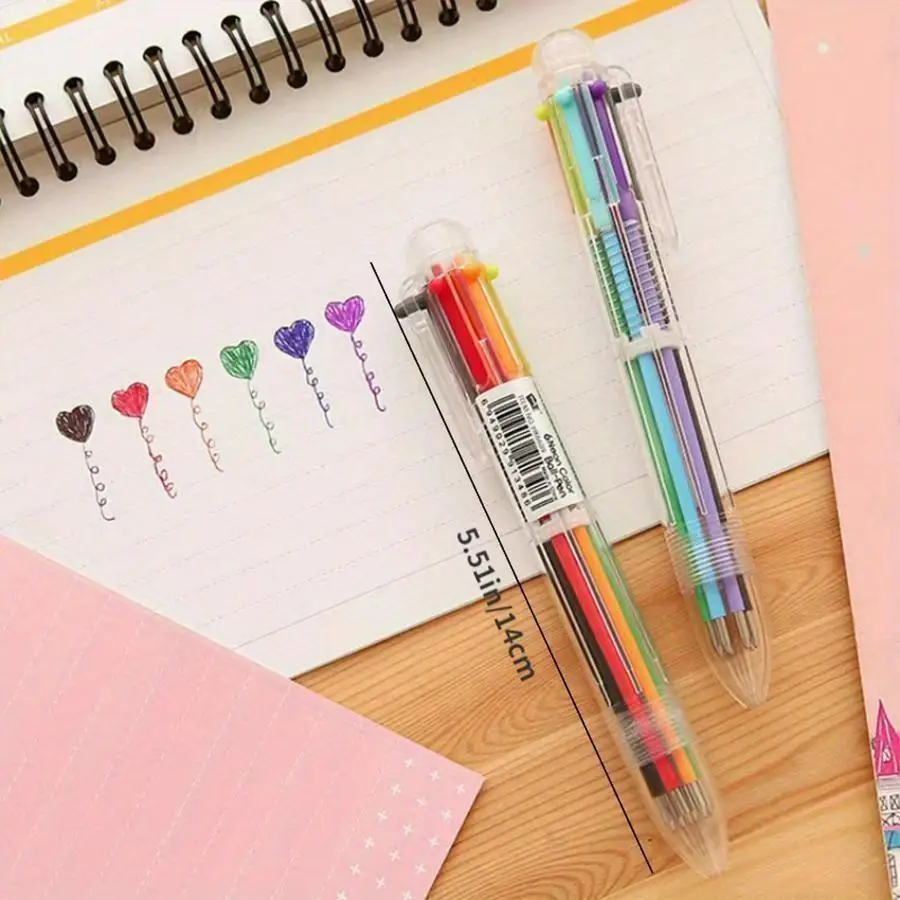 6-color Ballpoint Pen, 20pcs/set Random Color Smooth Rollerball Doodle Marker, Ideal for Students, Office Use