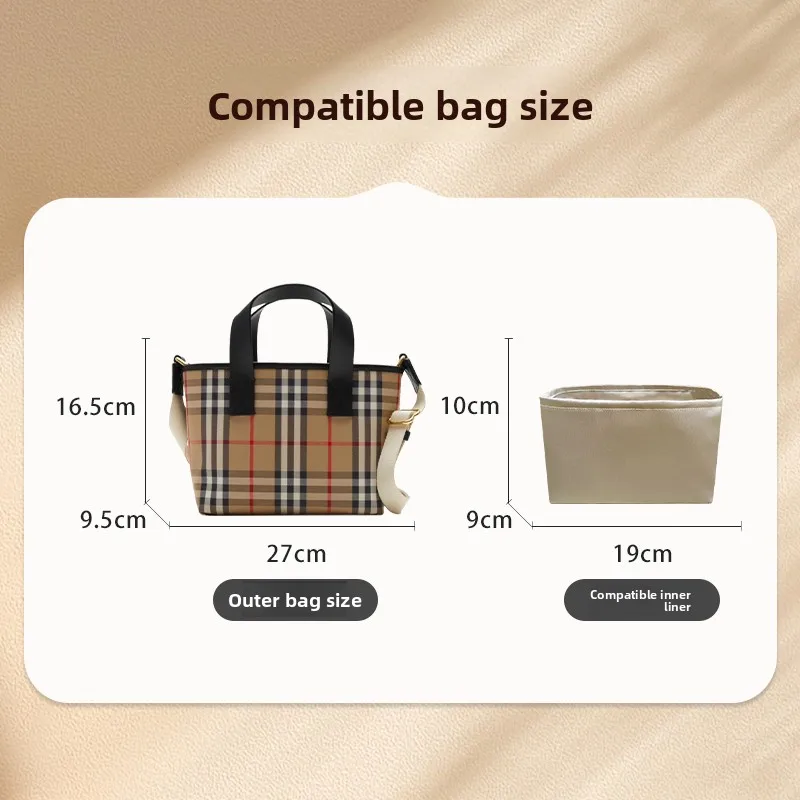 

Acetate Satin Plaid Tote Bag Inner Organizer Bag Storage Pouch for Che Pattern Nylon Square ape for Everyone