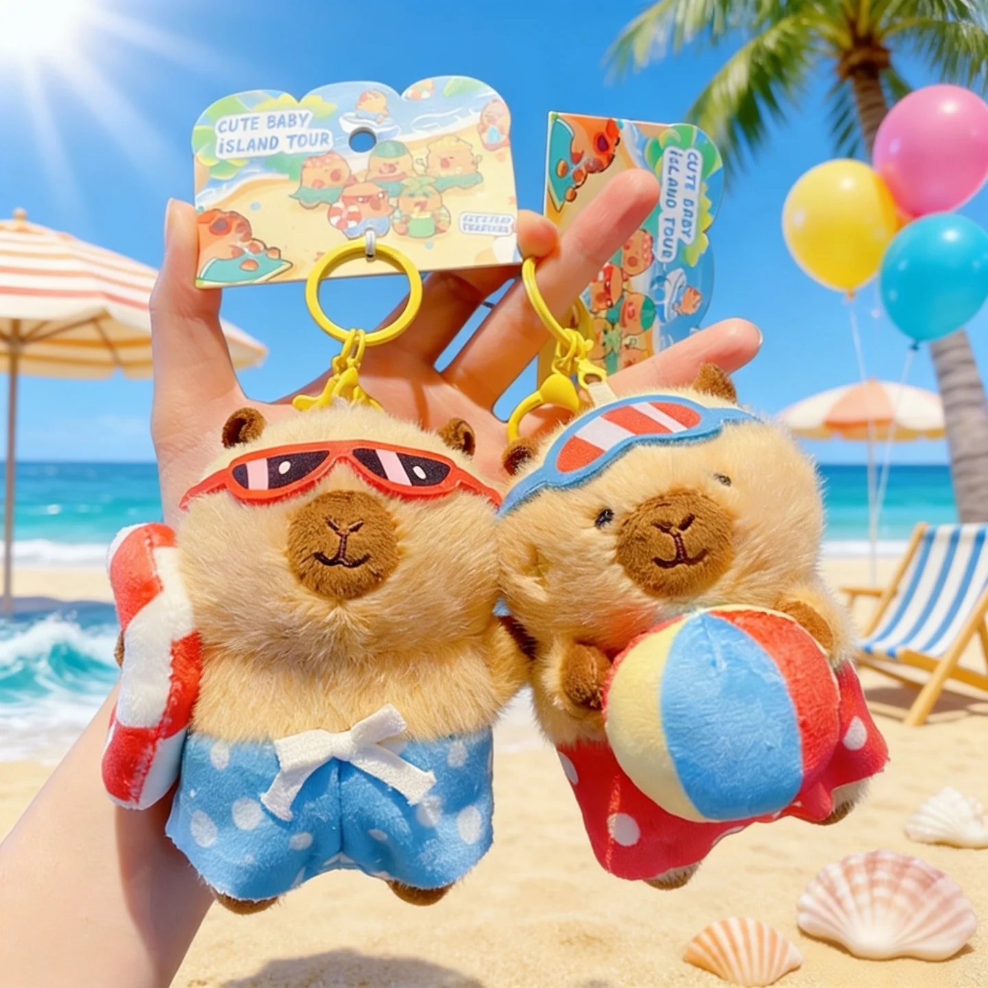 

Emotional Support Capybara Keychain Fluffy Island Vacation Plush Charm for Bags & Daily Joy Kawaii Capybara Plush Keychain Gift