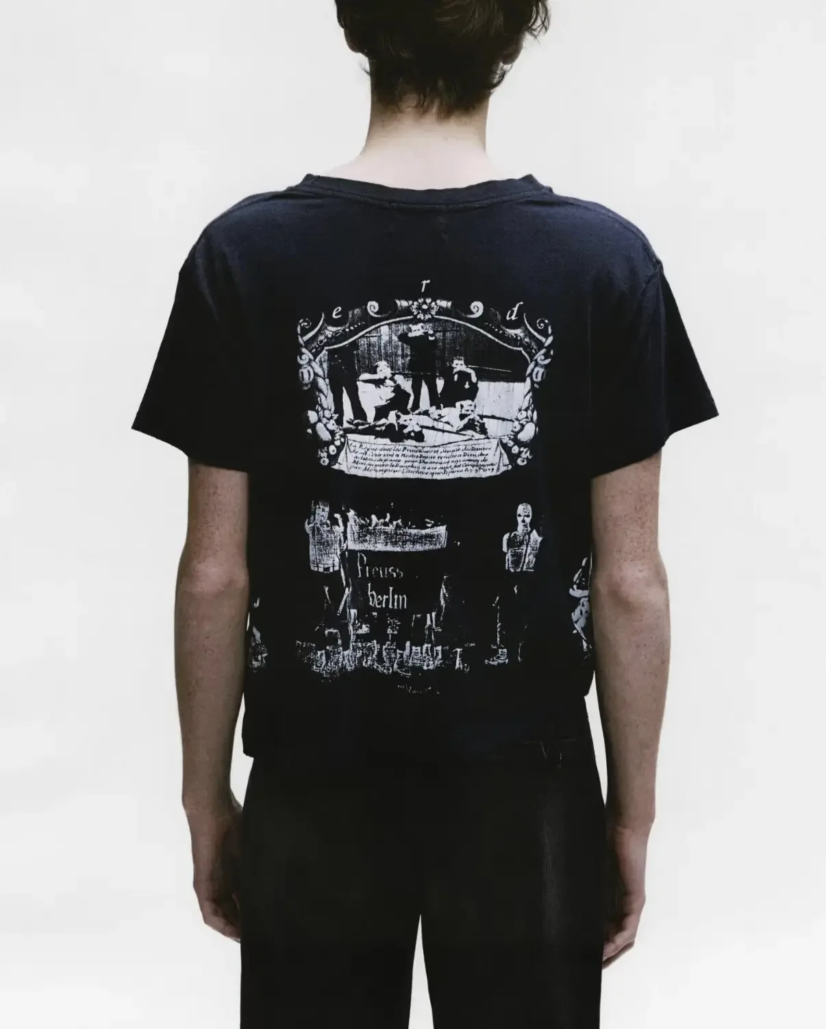 ER/D 25fw letter carriage boxy round neck washed short-sleeved T-shirt