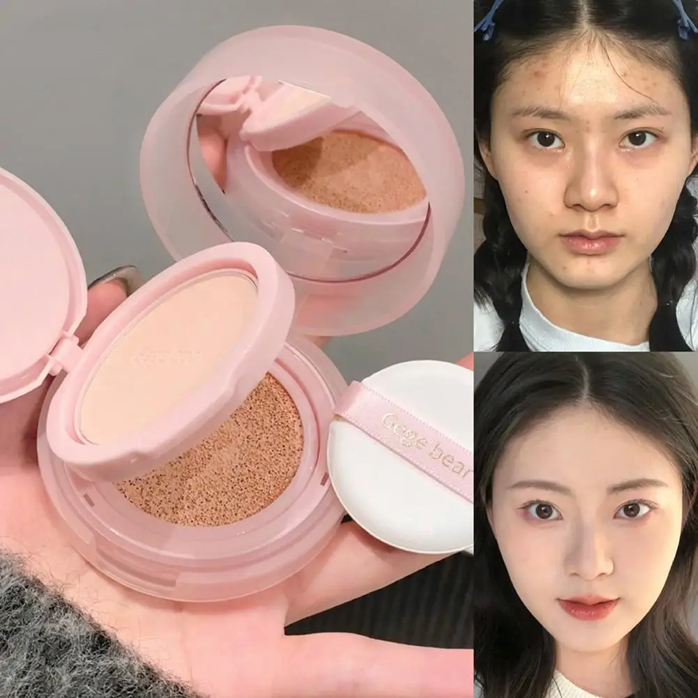 Gege bear naked transparent double-layer air cushion Oil control makeup removal styling powder natural whitening lasting makeup