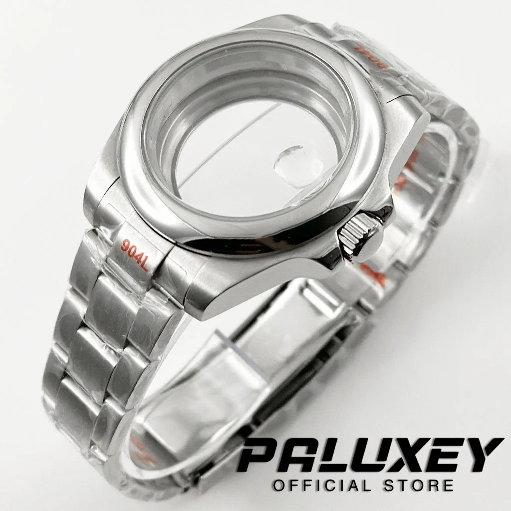 40mm Waterproof Smooth Bezel Sapphire Crystal Brushed Watch Case Oyster Strap Fit NH34 NH35 NH36 NH38 ETA 2824 PT5000 Movement