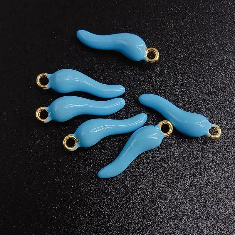 10pcs 20*5mm Chili Horn Charm Alloy Talisman DIY Jewelry Accessories Craft Lucky Pendant Making Vegetabal Charms