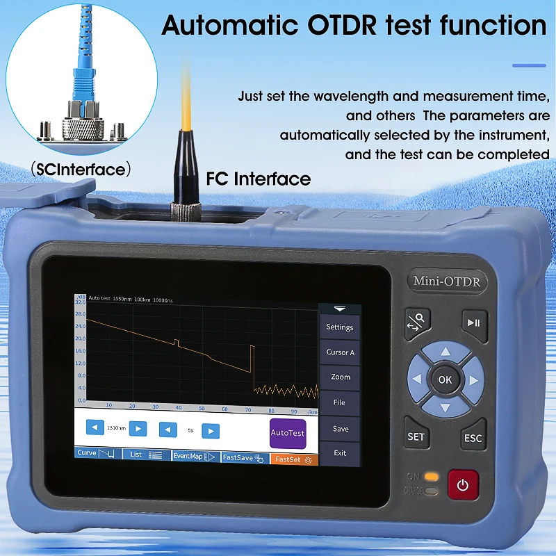 COMPTYCO AUA800U/800A OTDR 100KM 1310nm/1550nm Multi-functional Fiber Tester Optical Time Domain Reflectometer Built-in VFL OPM