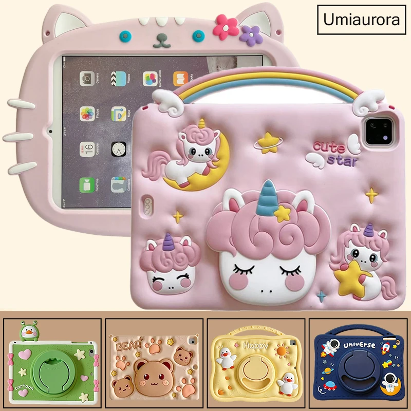 

For Xiaomi Mi Pad 5 6 6S Pro 12.4 Pad7 11.2 Redmi Pad Pro 12.1 SE 8.7 11 inch 10.6 Kids Cartoon Silicon Stand Tablet Case Funda