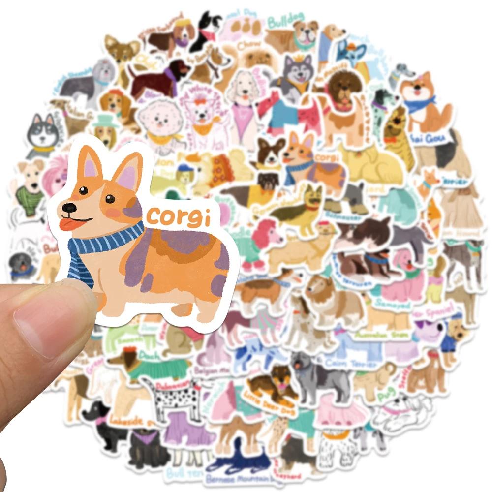 100pcs 100 Puppy Dogs Cute Cartoon Aesthetic Stickers DIY Decoration For Fridge Scrapbook Planner Phone Suitcase Car Toy Sticker