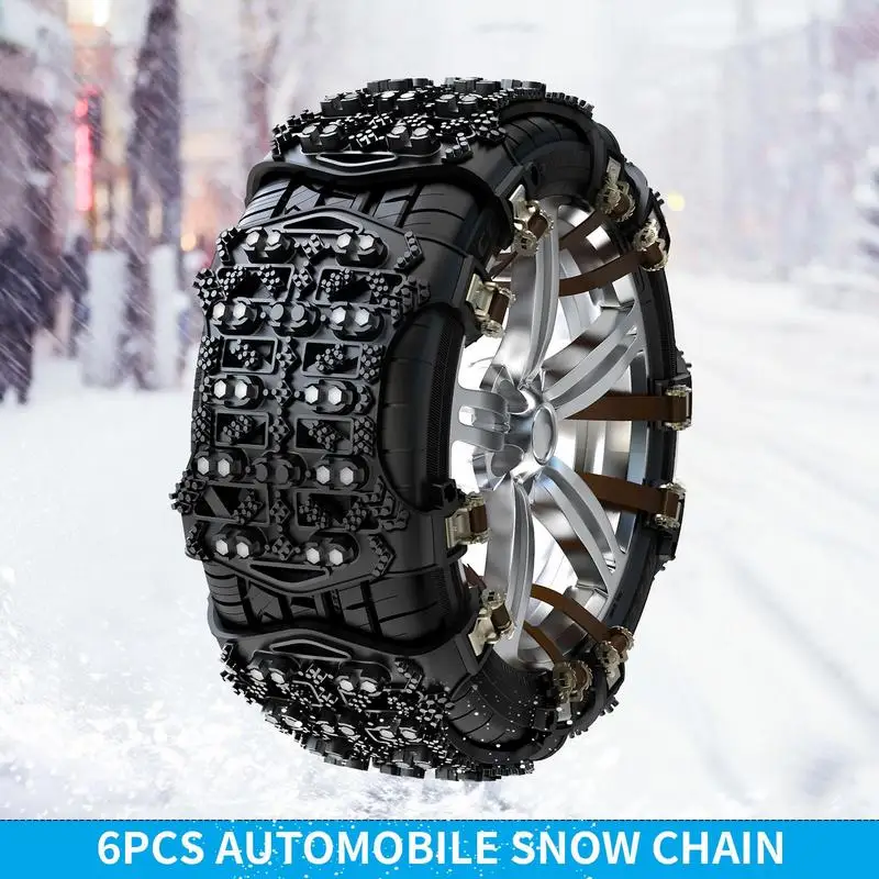 

6pc Automobile Tires Anti-skid Chains Cars SUV General Emergency Chains Snow Mud Anti-skid Chains Cattle Tendons Non-slip Chains