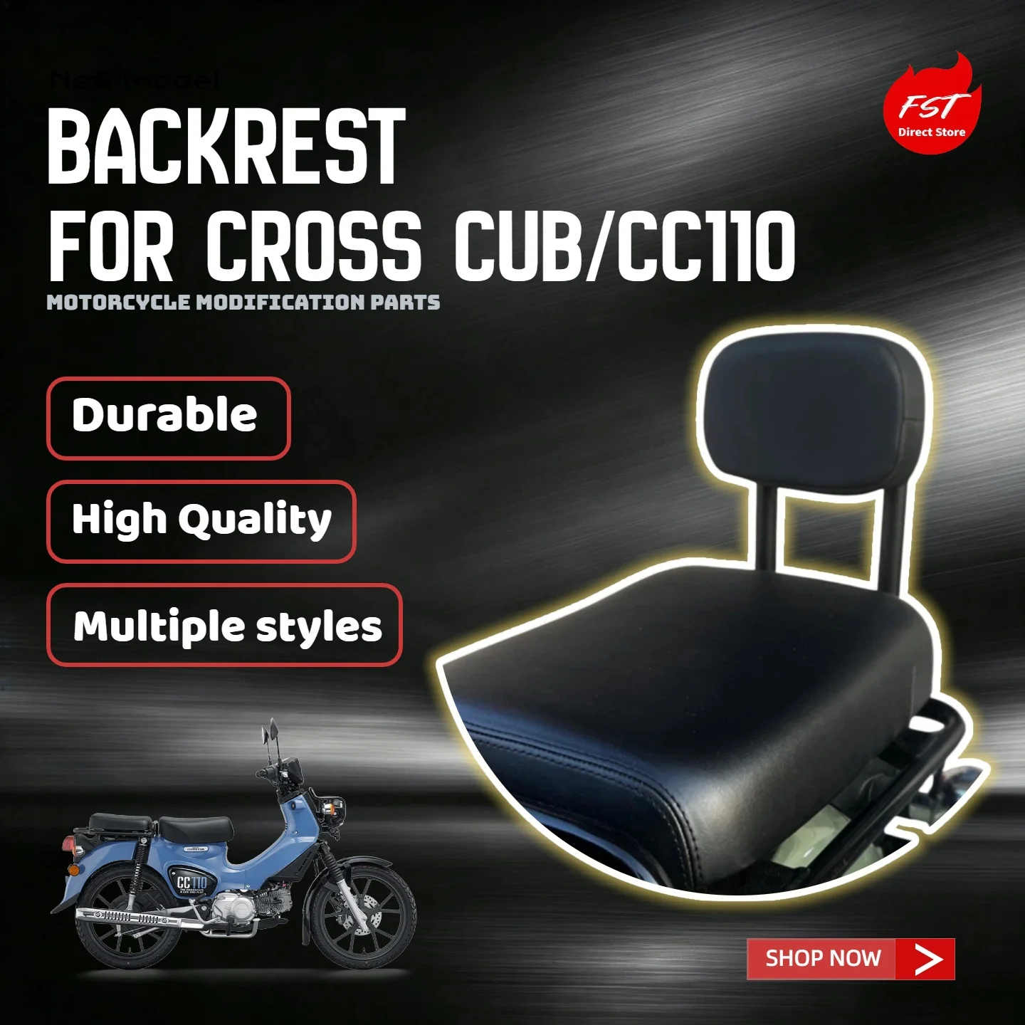 For CC110 Cub Rear Passenger Support Backrest Upgrade Parts
