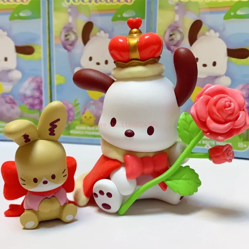 MINISO pudełko z niespodzianką Sanrio Pochacco kwiaty i chłopcy seria figurka ozdoba Kawaii zabawka dla dzieci prezent urodzinowy boże narodzenie