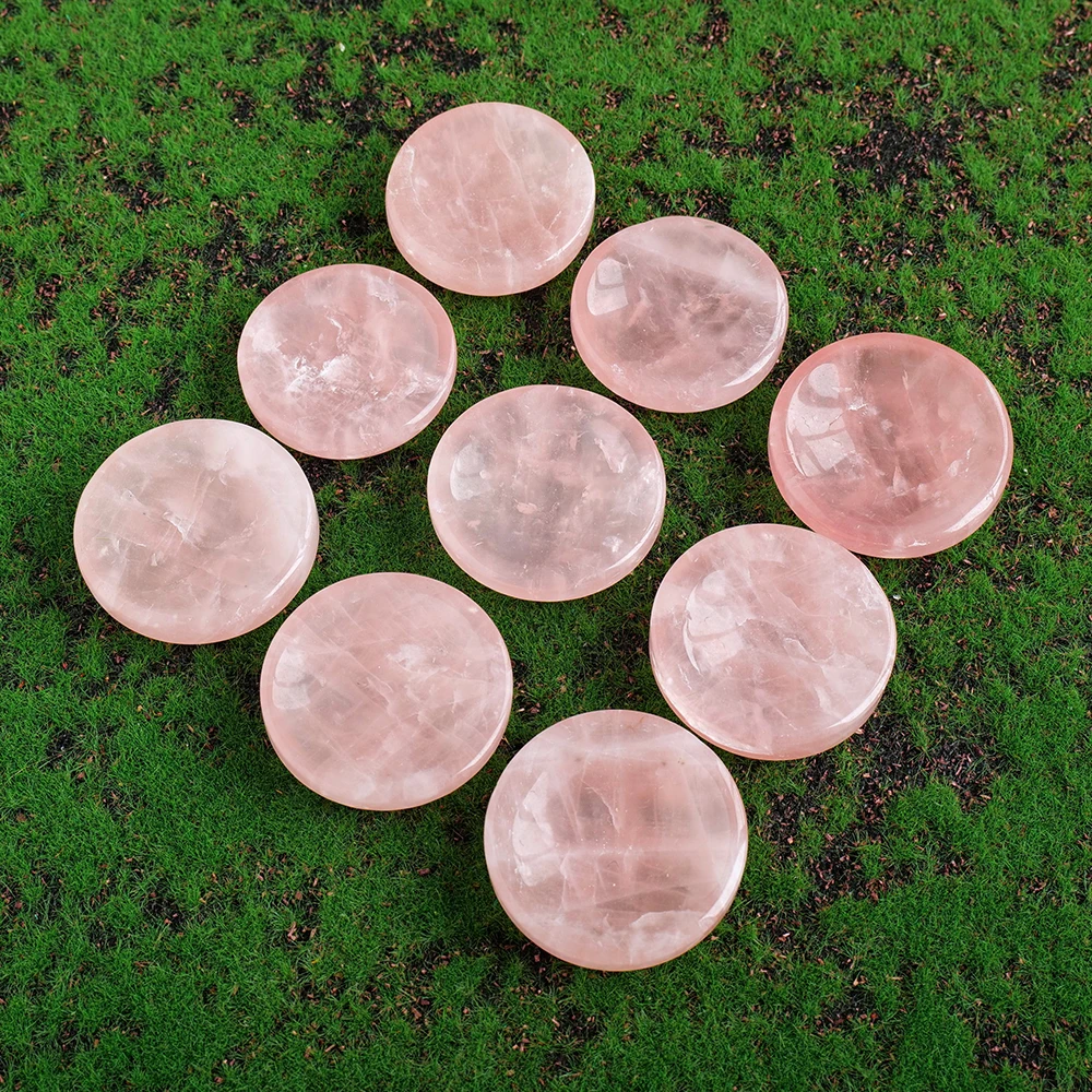 1pc Natural Rose Quartz Round Crystal Bowl Creative Home Desktop Decorative Bowl Crystal Carving Crafts Holiday Gift