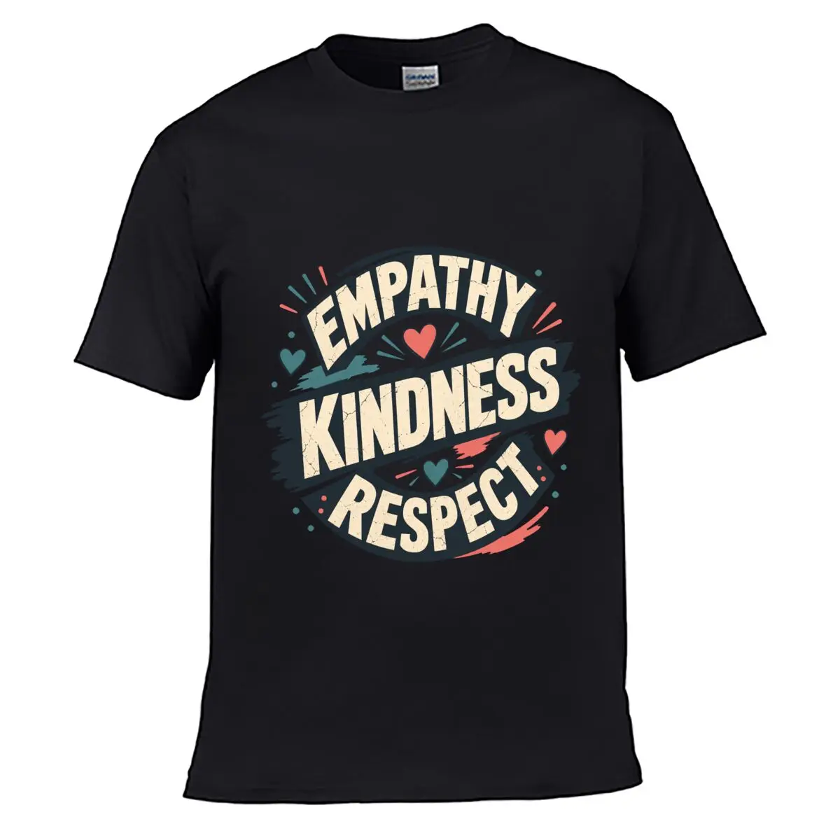 T-shirt vintage délavé et vieilli, coupe ample, avec motifs « Empathy Kindness Respect »