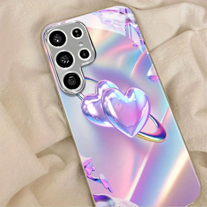 Colorful Planet Love Glass Phone Case Suitable for Samsung Galaxy S26 S25 S24 S22 S21 S20 FE/Ultra/Plus Anti Drop Back Cover